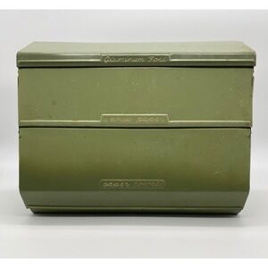 Vintage Pantry Queen Avocado Green Metal Foil Wax Paper Towel Dispenser Wall Mou
